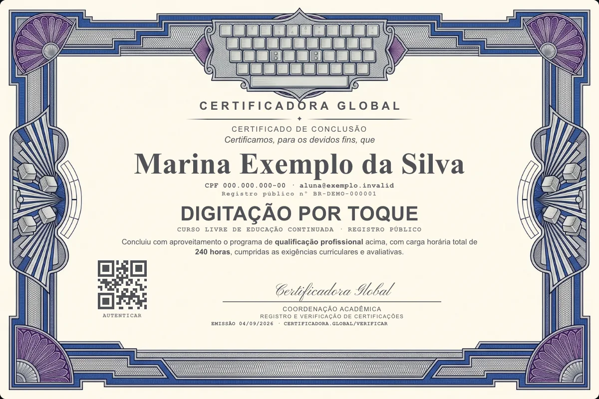 Capa do curso Digitação por Toque