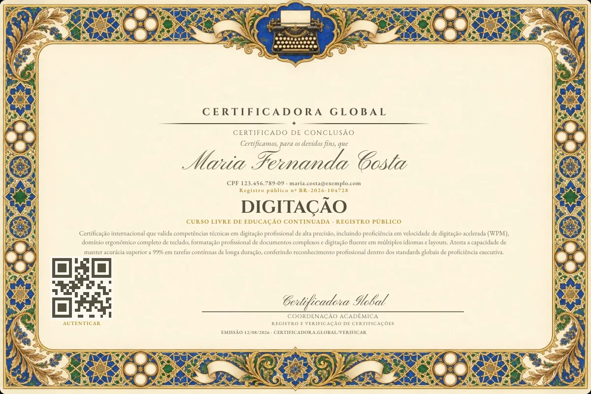 Capa do curso Digitação