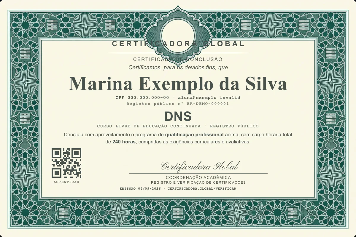 Capa do curso Dns