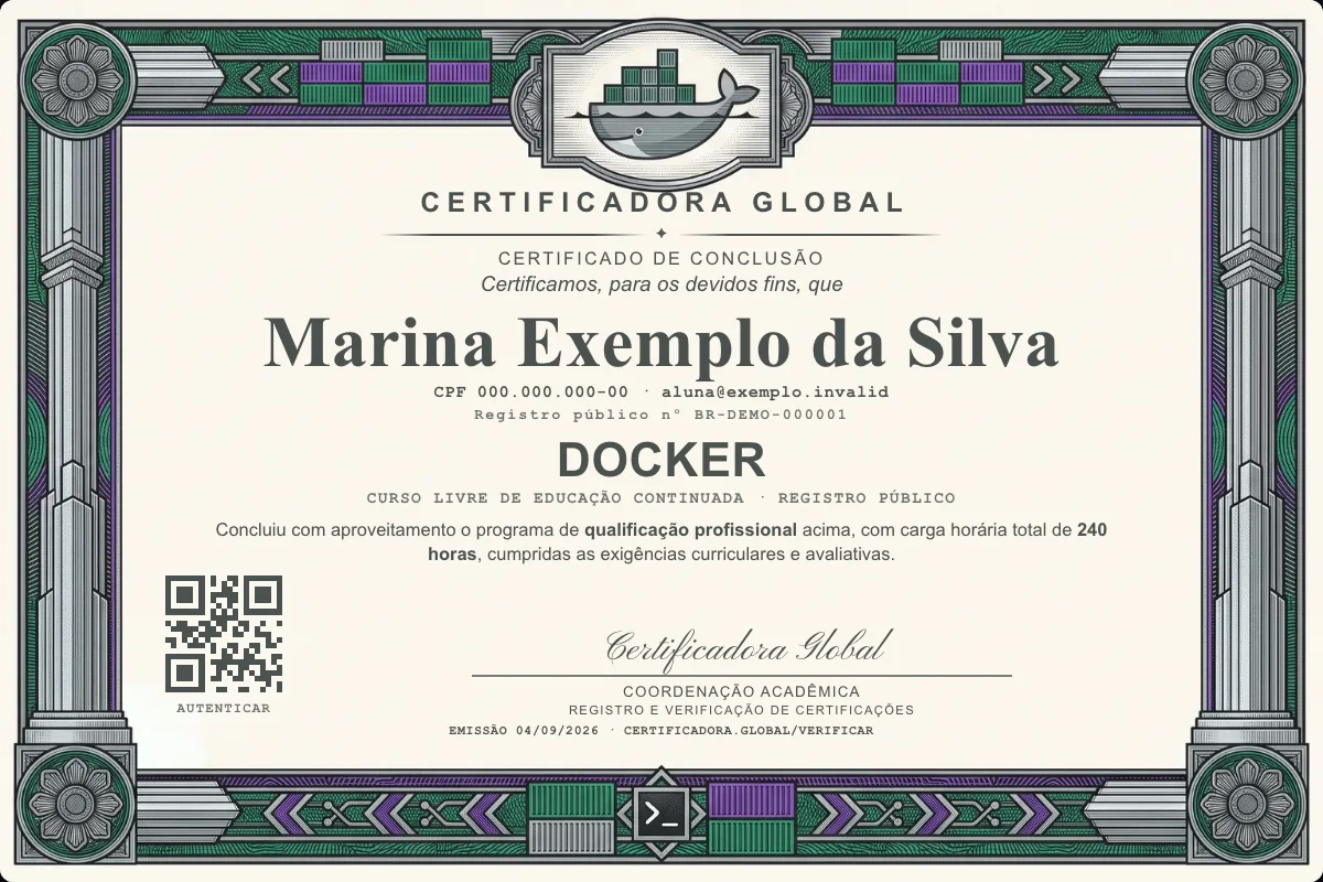 Capa do curso Docker