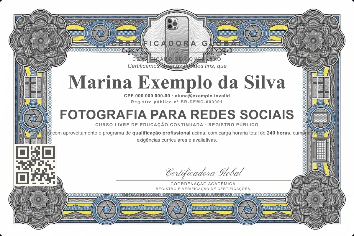 Capa do curso Fotografia para Redes Sociais