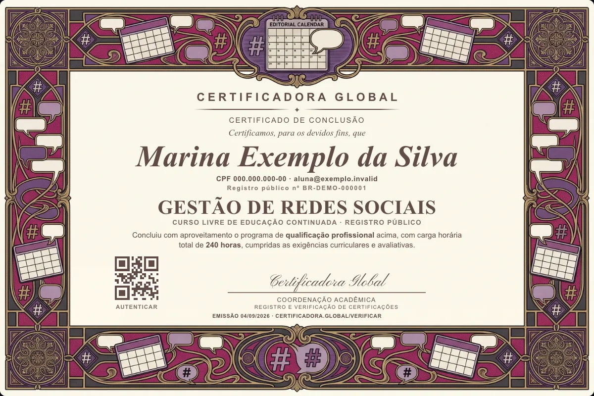 Capa do curso Gestão de Redes Sociais