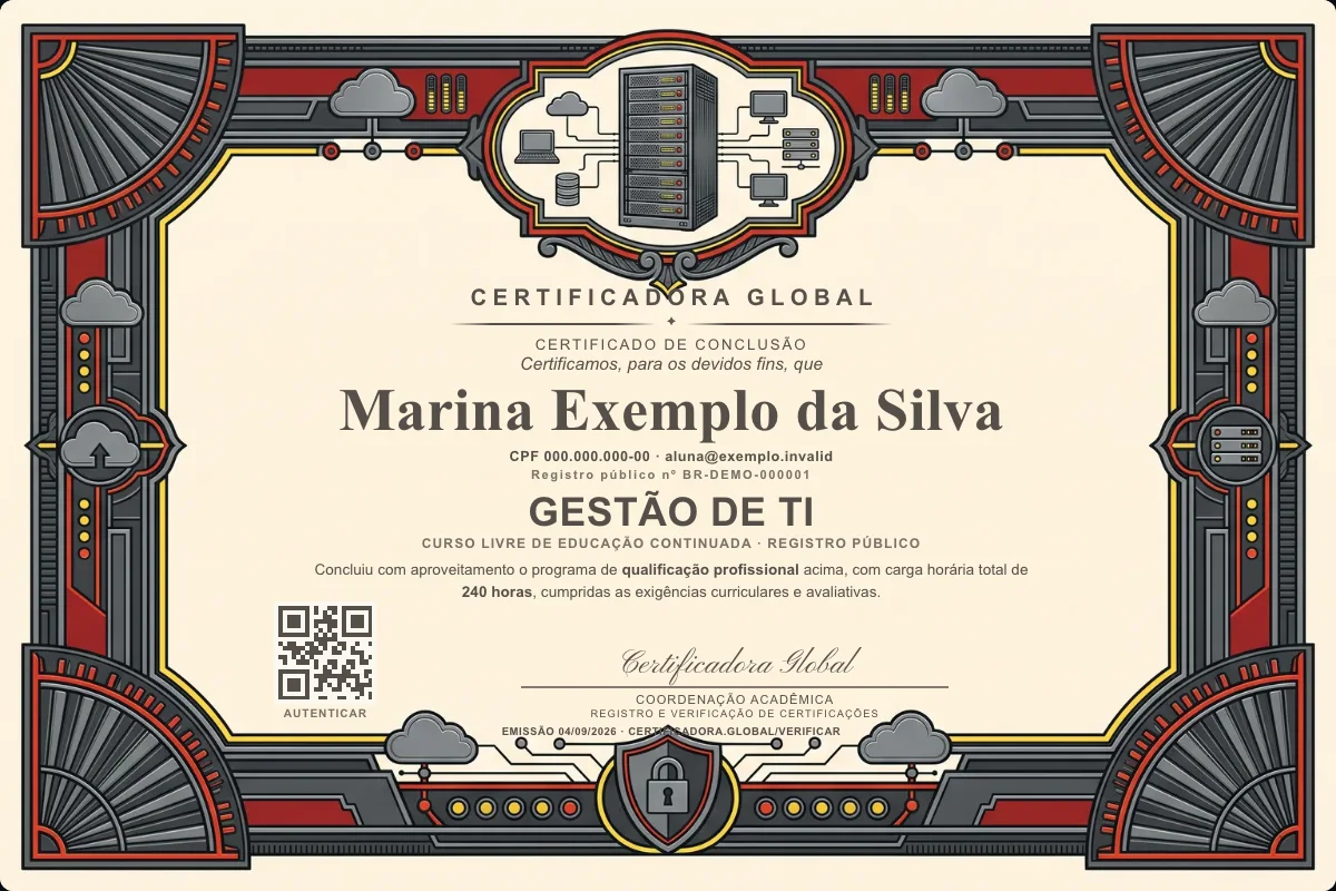 Capa do curso Gestão de TI