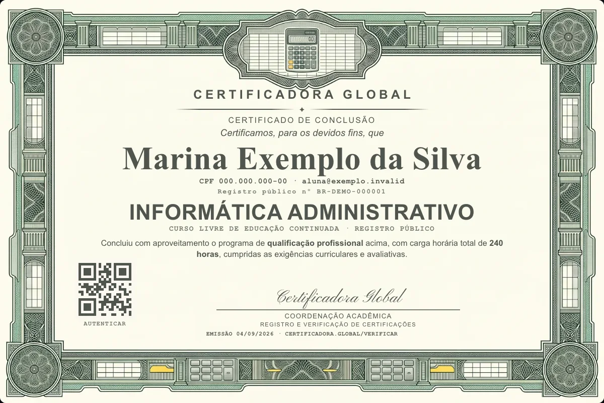 Capa do curso Informática Administrativo