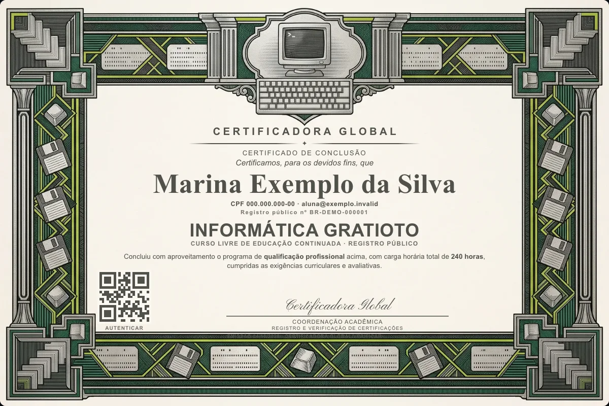 Capa do curso Informática Gratioto
