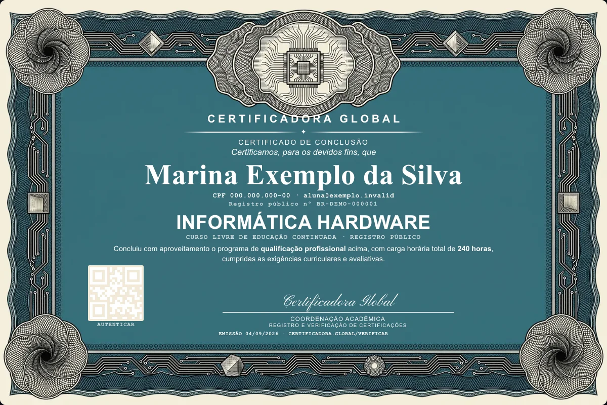 Capa do curso Informática Hardware