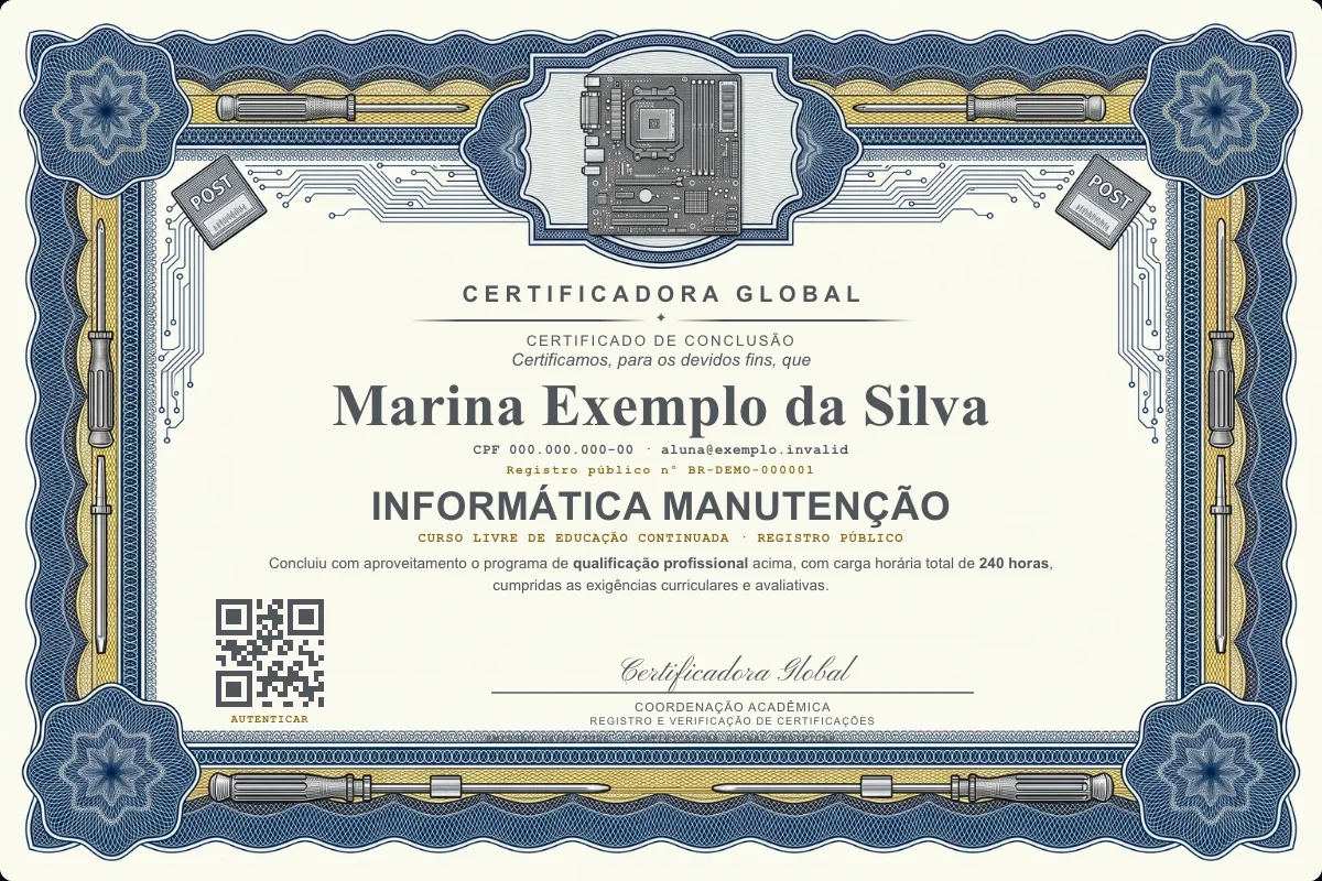 Capa do curso Informática Manutenção