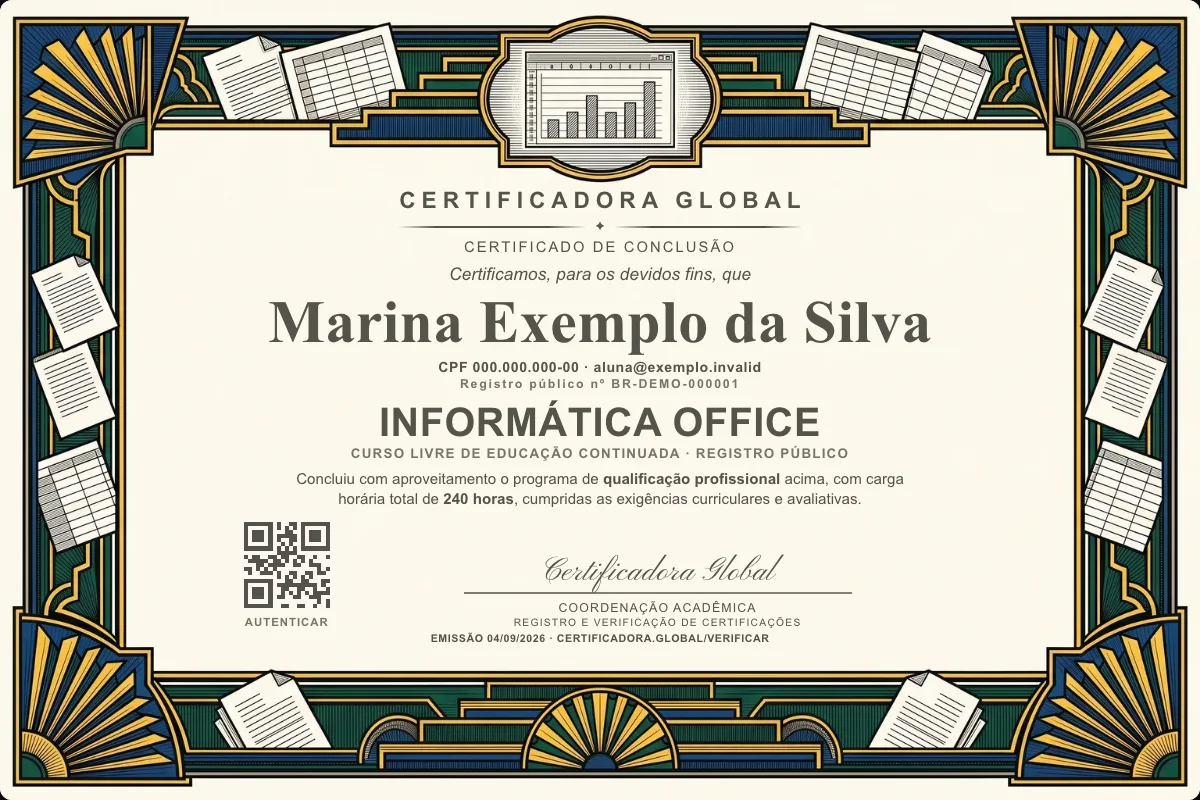 Capa do curso Informática Office