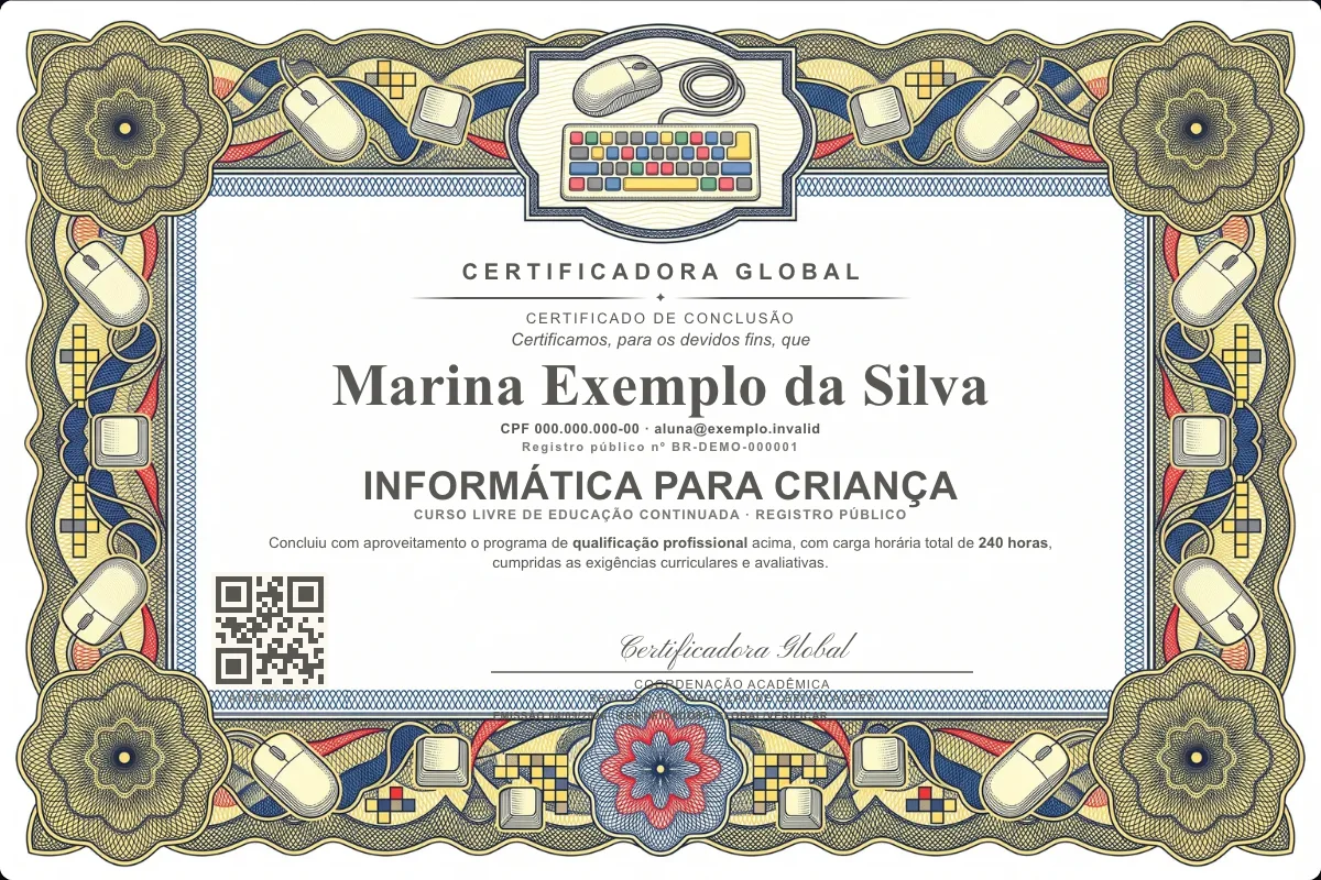 Capa do curso Informática para Criança