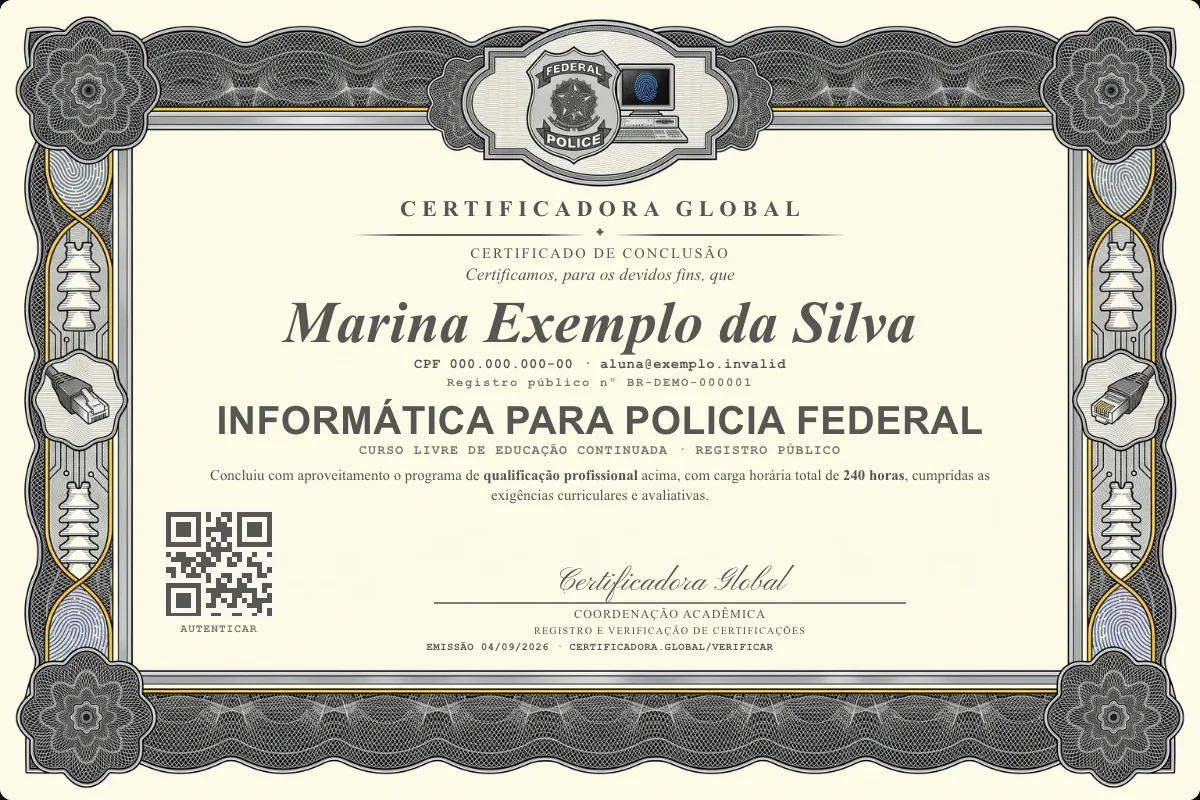 Capa do curso Informática para Policia Federal