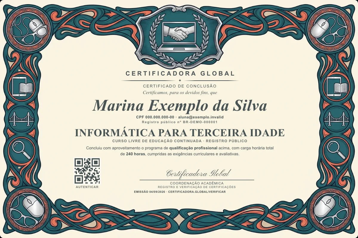 Capa do curso Informática para Terceira Idade