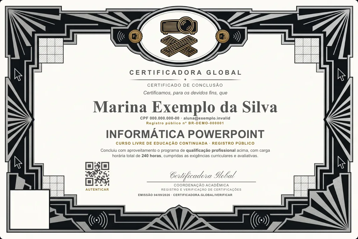 Capa do curso Informática Powerpoint
