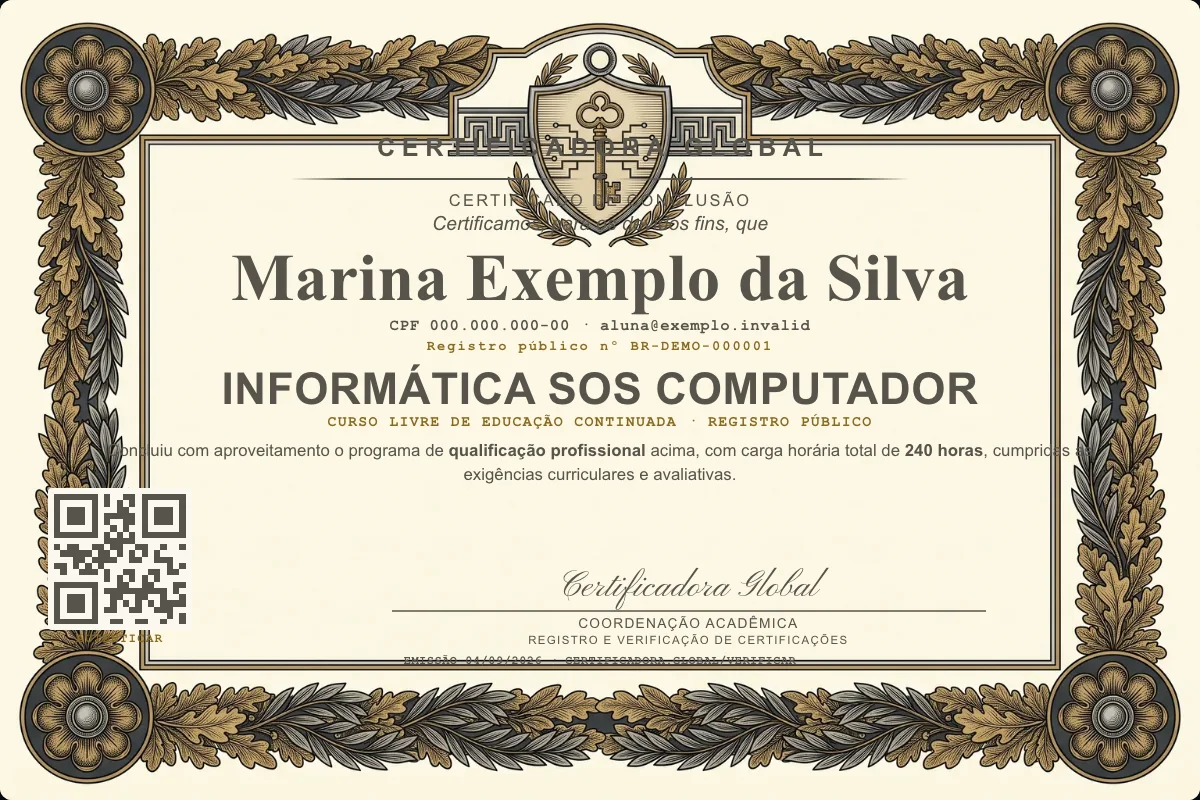 Capa do curso Informática Sos Computador