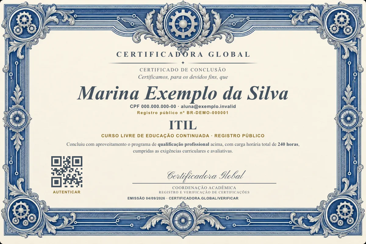 Capa do curso Itil