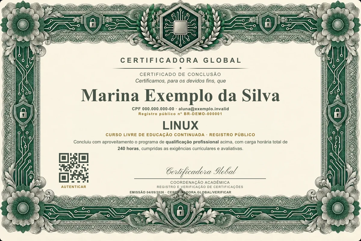Capa do curso Linux