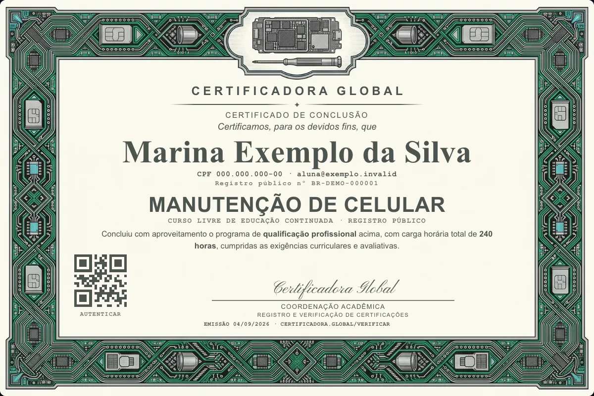 Capa do curso Manutenção de Celular
