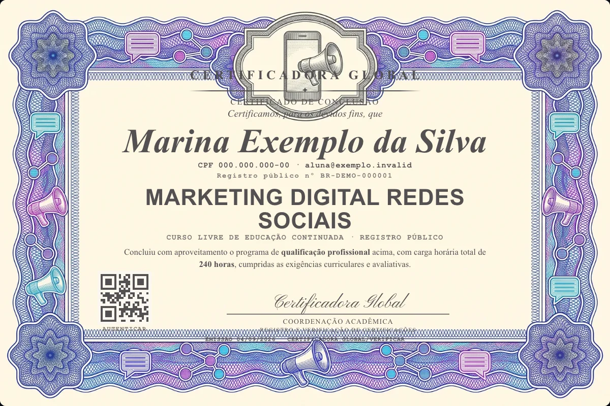 Capa do curso Marketing Digital Redes Sociais