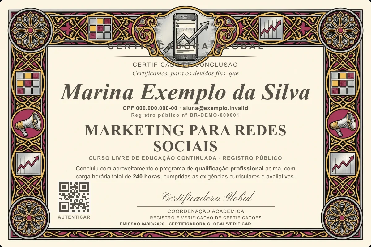 Capa do curso Marketing para Redes Sociais