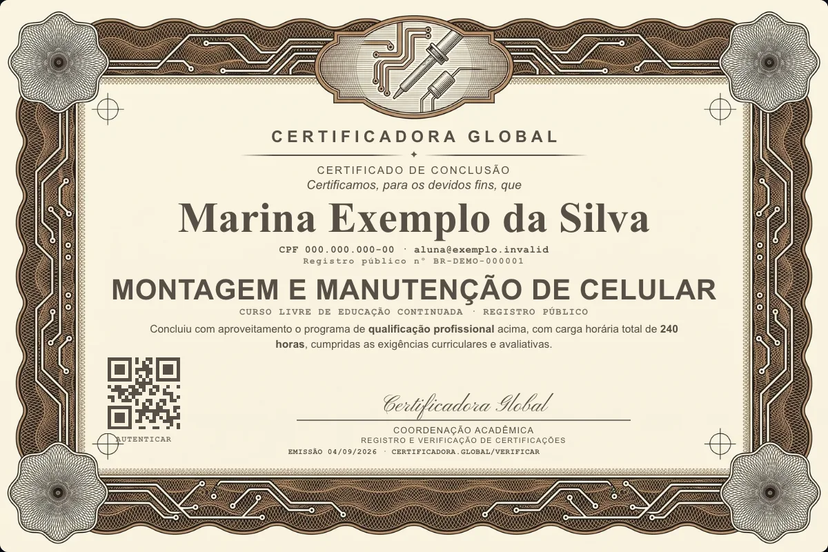 Capa do curso Montagem e Manutenção de Celular
