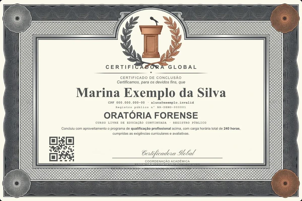 Capa do curso Oratória Forense