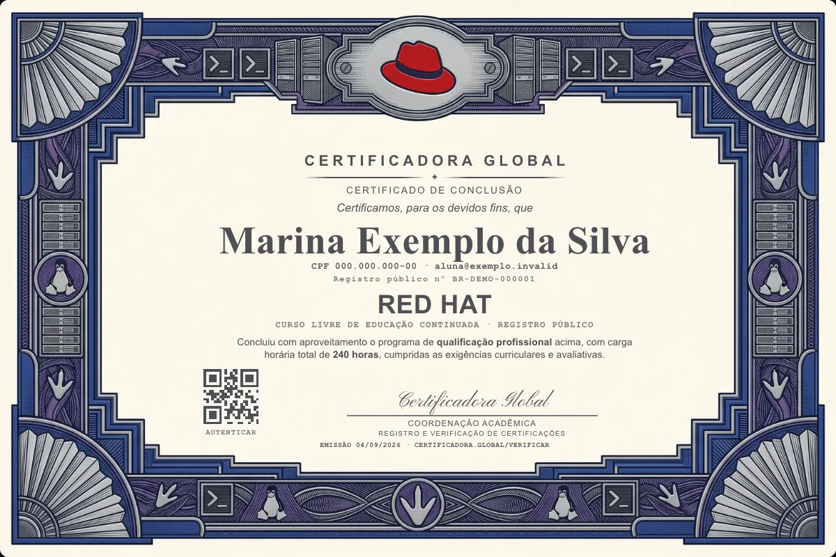 Capa do curso Red Hat