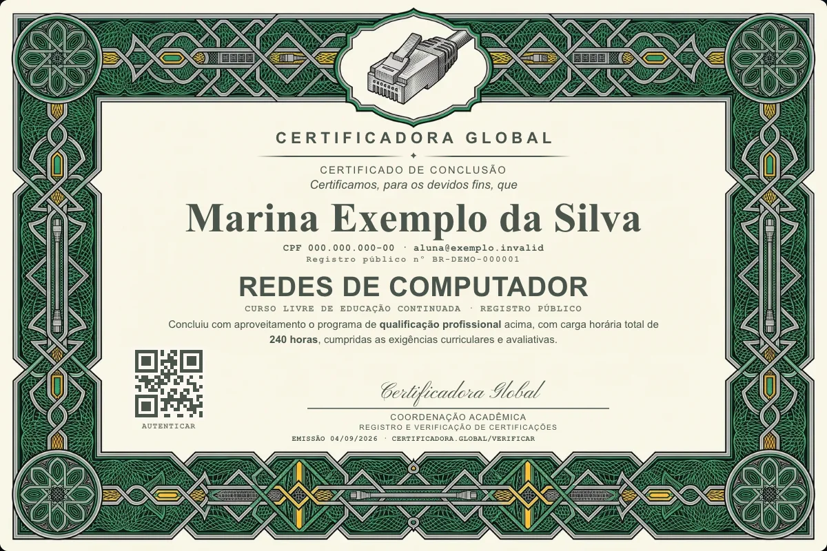 Capa do curso Redes de Computador