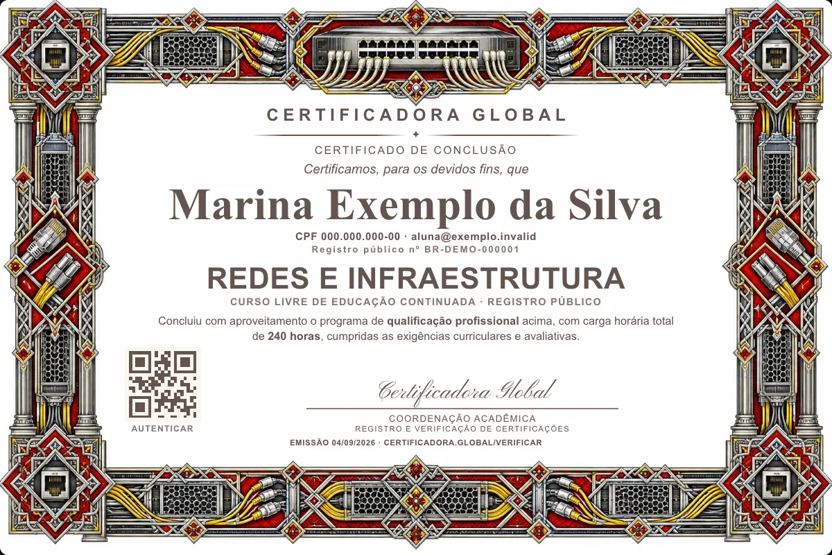 Capa do curso Redes e Infraestrutura