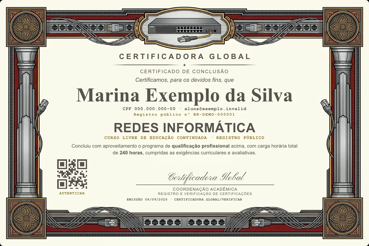 Capa do curso Redes Informática
