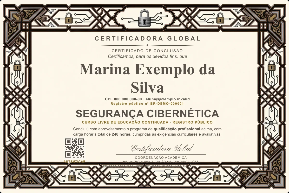 Capa do curso Segurança Cibernética