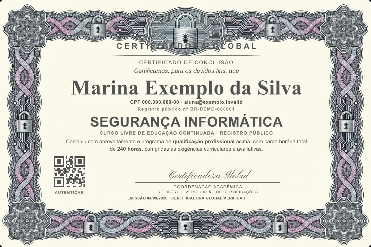 Capa do curso Segurança Informática