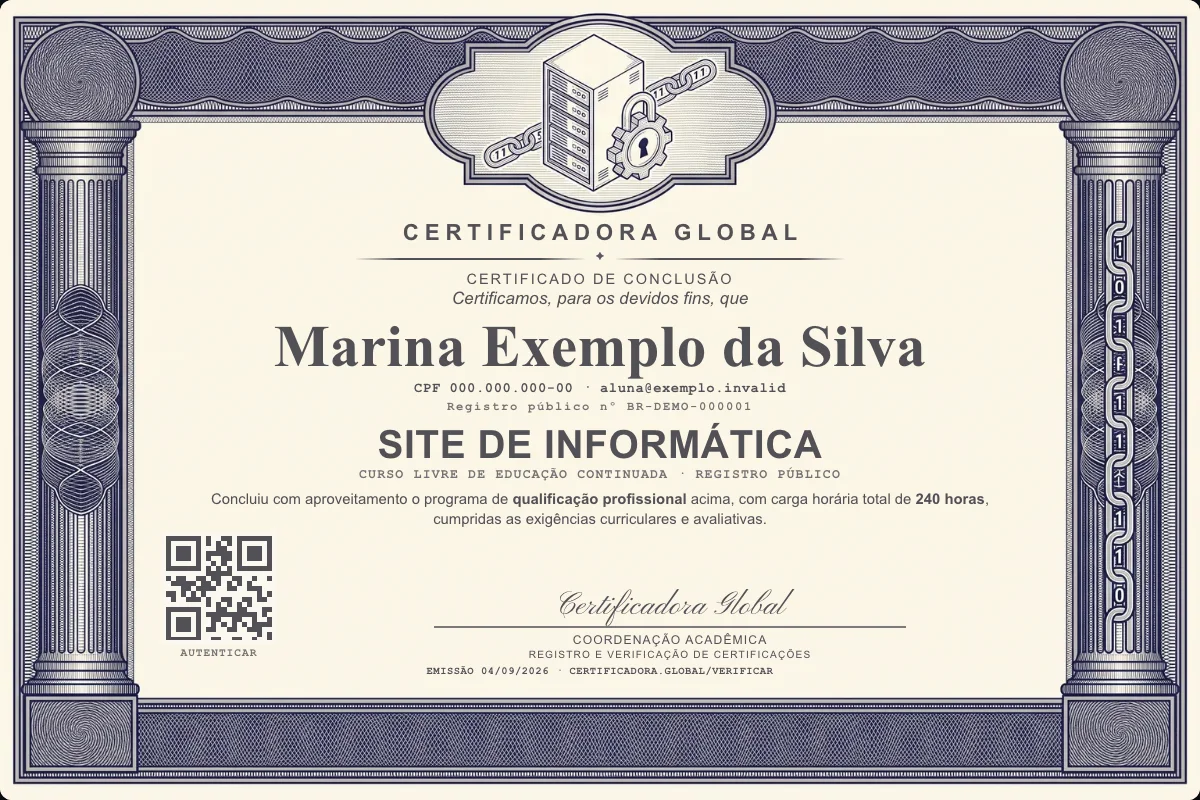 Capa do curso Site de Informática