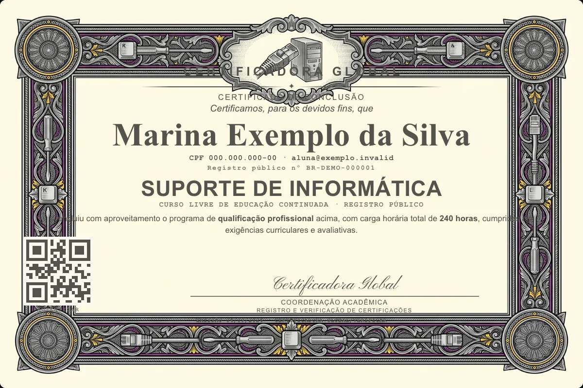 Capa do curso Suporte de Informática
