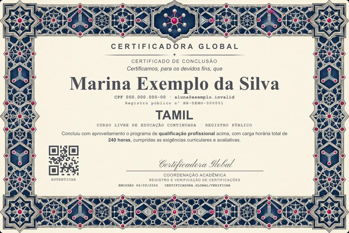 Capa do curso Tamil