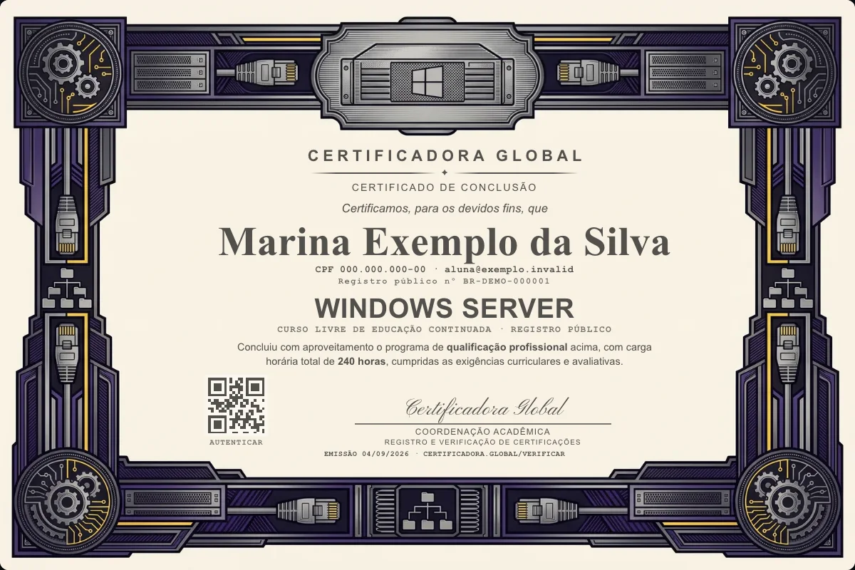 Capa do curso Windows Server
