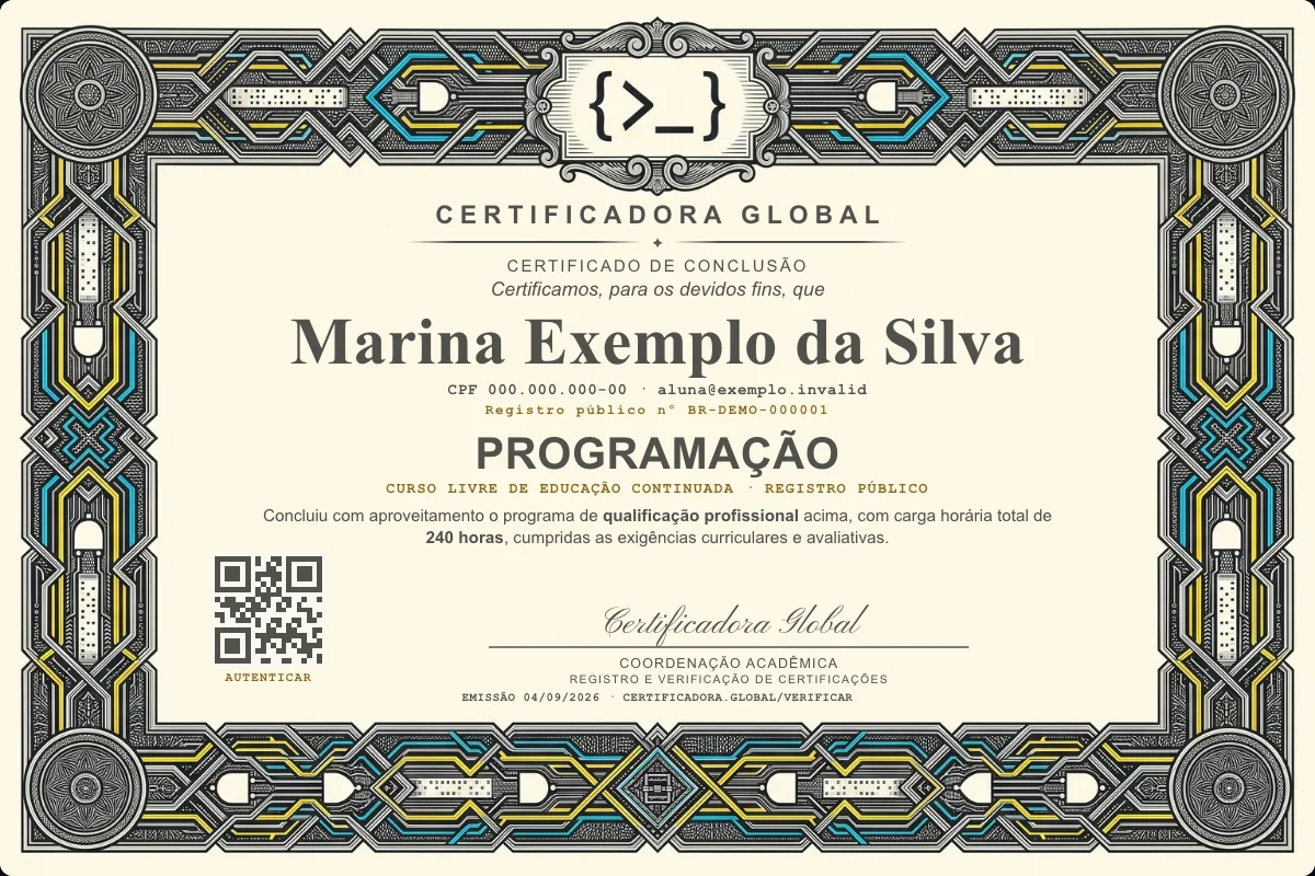 Capa do curso Programação