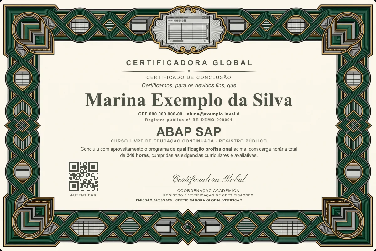 Capa do curso ABAP SAP