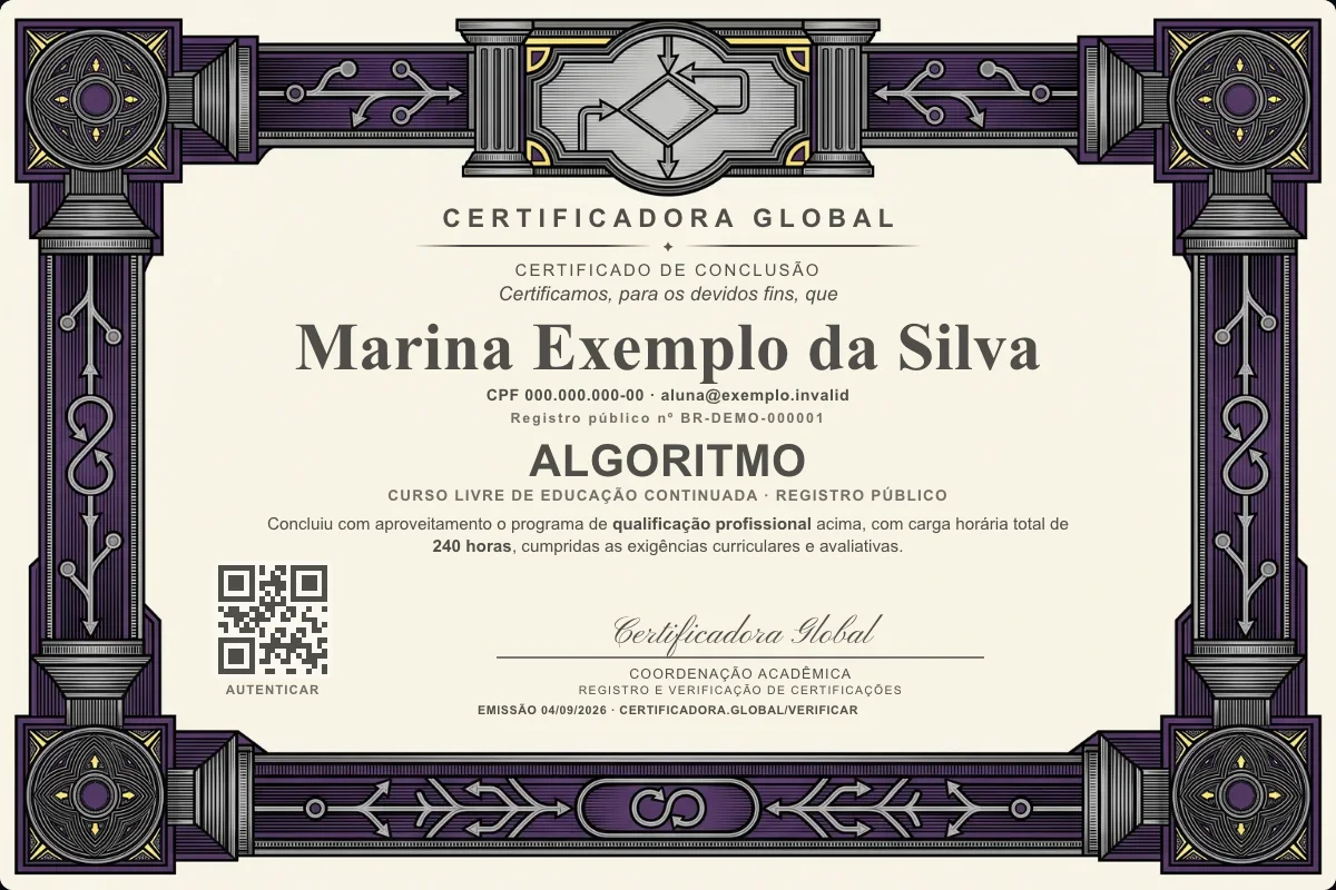 Capa do curso Algoritmo