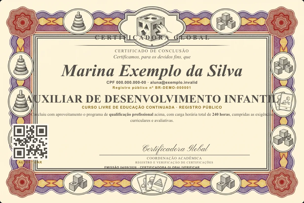 Capa do curso Auxiliar de Desenvolvimento Infantil