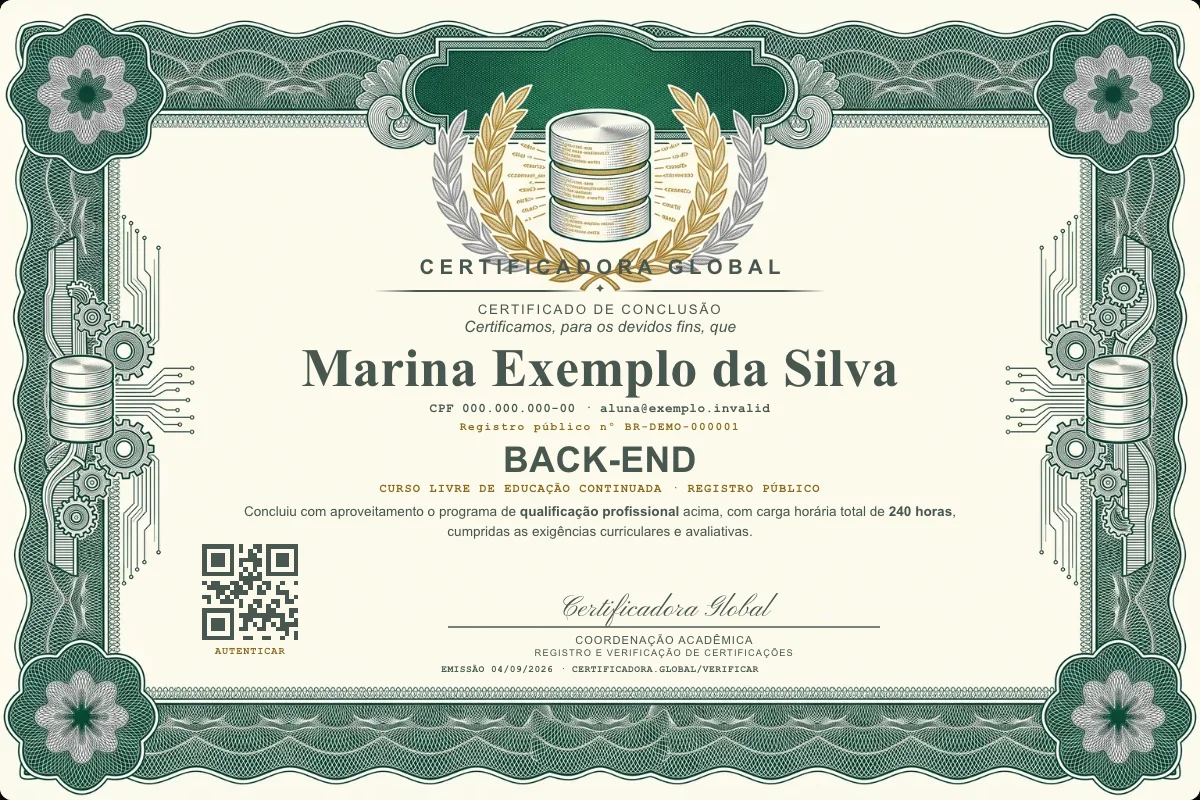 Capa do curso Back-end