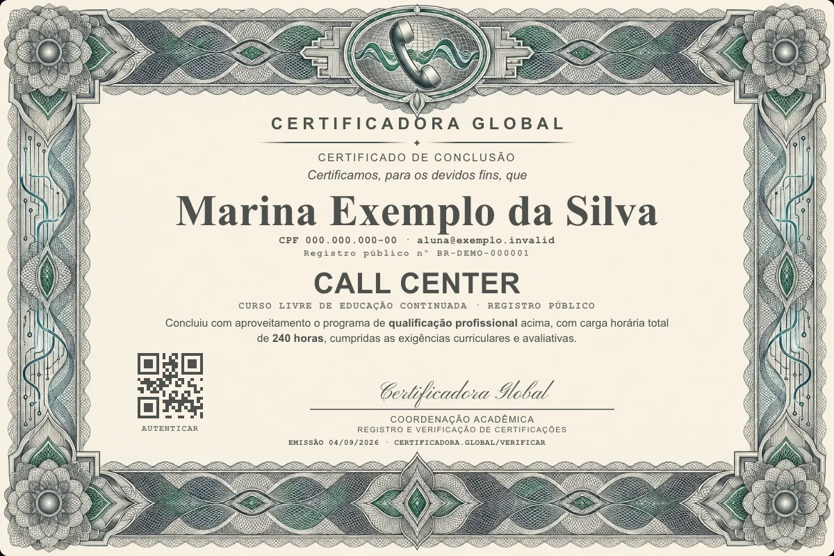 Capa do curso Call Center