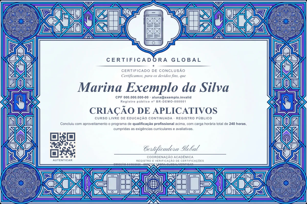 Capa do curso Criação de Aplicativos