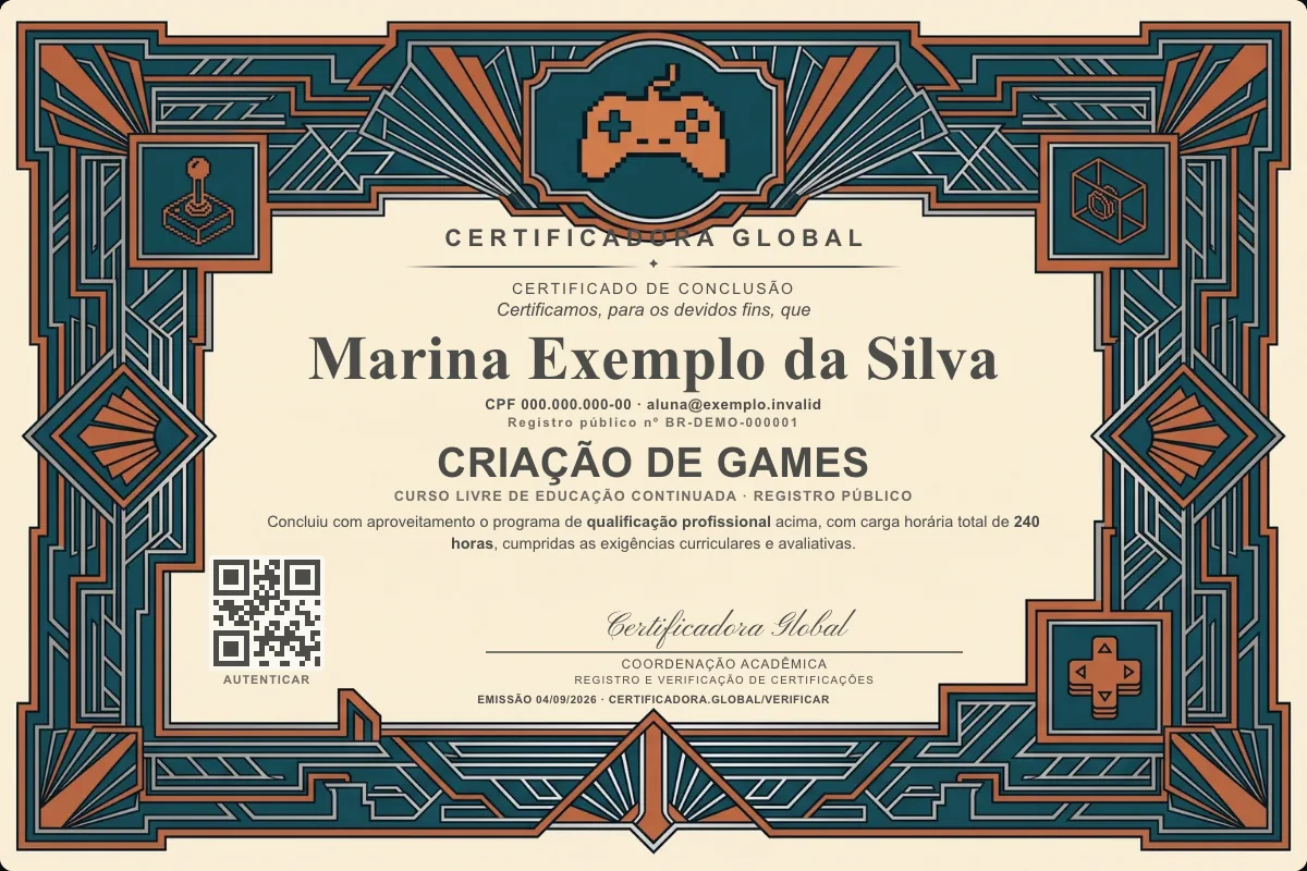 Capa do curso Criação de Games