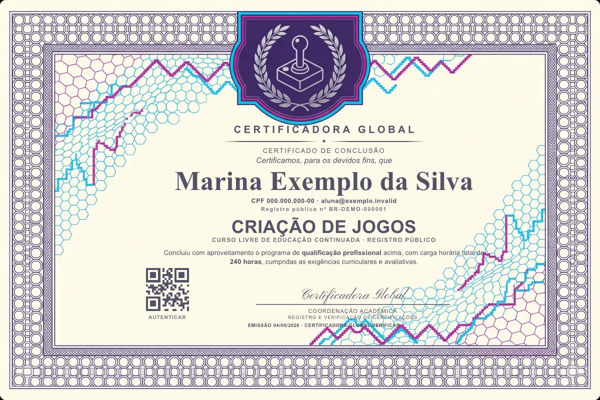 Capa do curso Criação de Jogos