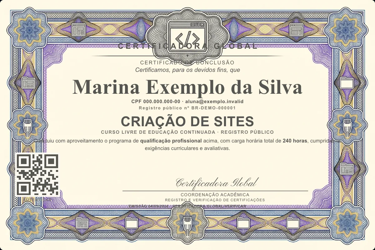 Capa do curso Criação de Sites