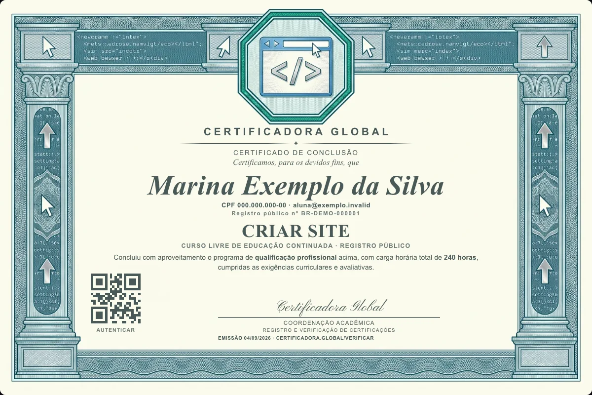 Capa do curso Criar Site