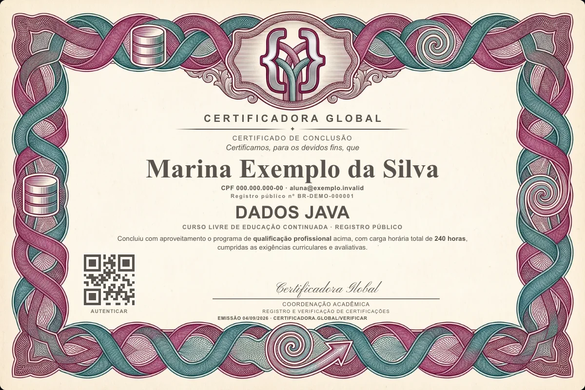 Capa do curso Dados Java