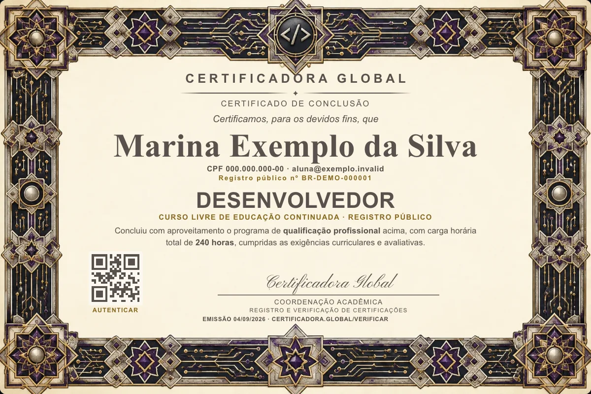 Capa do curso Desenvolvedor