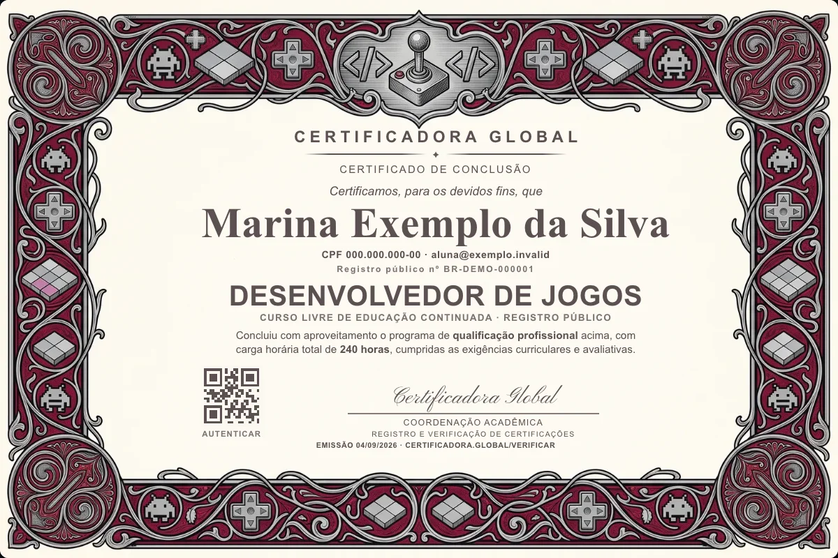 Capa do curso Desenvolvedor de Jogos