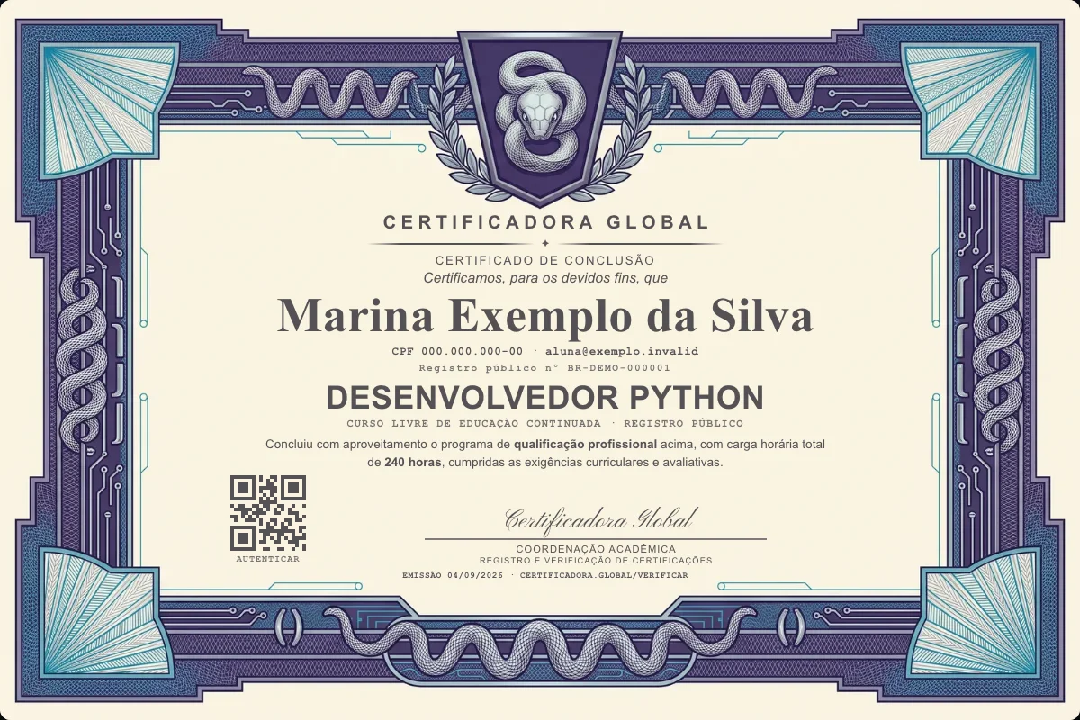 Capa do curso Desenvolvedor Python