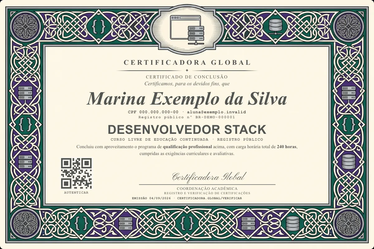 Capa do curso Desenvolvedor Stack